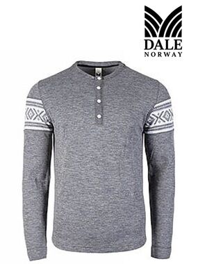 Dale of Norway Bkyle Grey Long-Sleeve Henley with Nordic Sleeve Bands